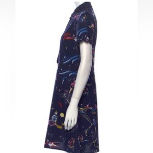 Tory Burch size 10 cotton printed dress. Scalloped collar and sleeve